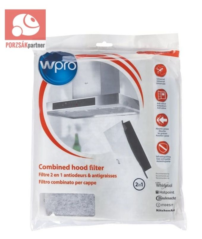 WHIRLPOOL UNIVERZÁLIS KOMBINÁLT PÁRAELSZÍVÓ FILTER 2IN1 470X570mm (Zsírfilter+Szénfilter) Önkioltó! 484000008524 Gyári