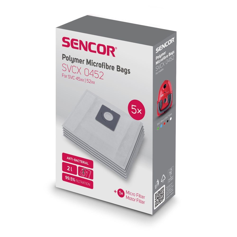 Sencor SVCX0452 / SVC 45 / SVC 52 Gyári mikroszálas porzsák (5db+1filter/csomag)
