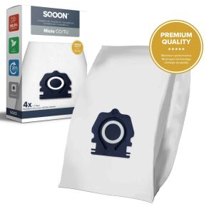 Miele Guard M1 / S1 / L1 mikroszálas porzsák – HyClean Pure CO / TU (12557080 / 12557060) helyettesítő, 4 db + filter