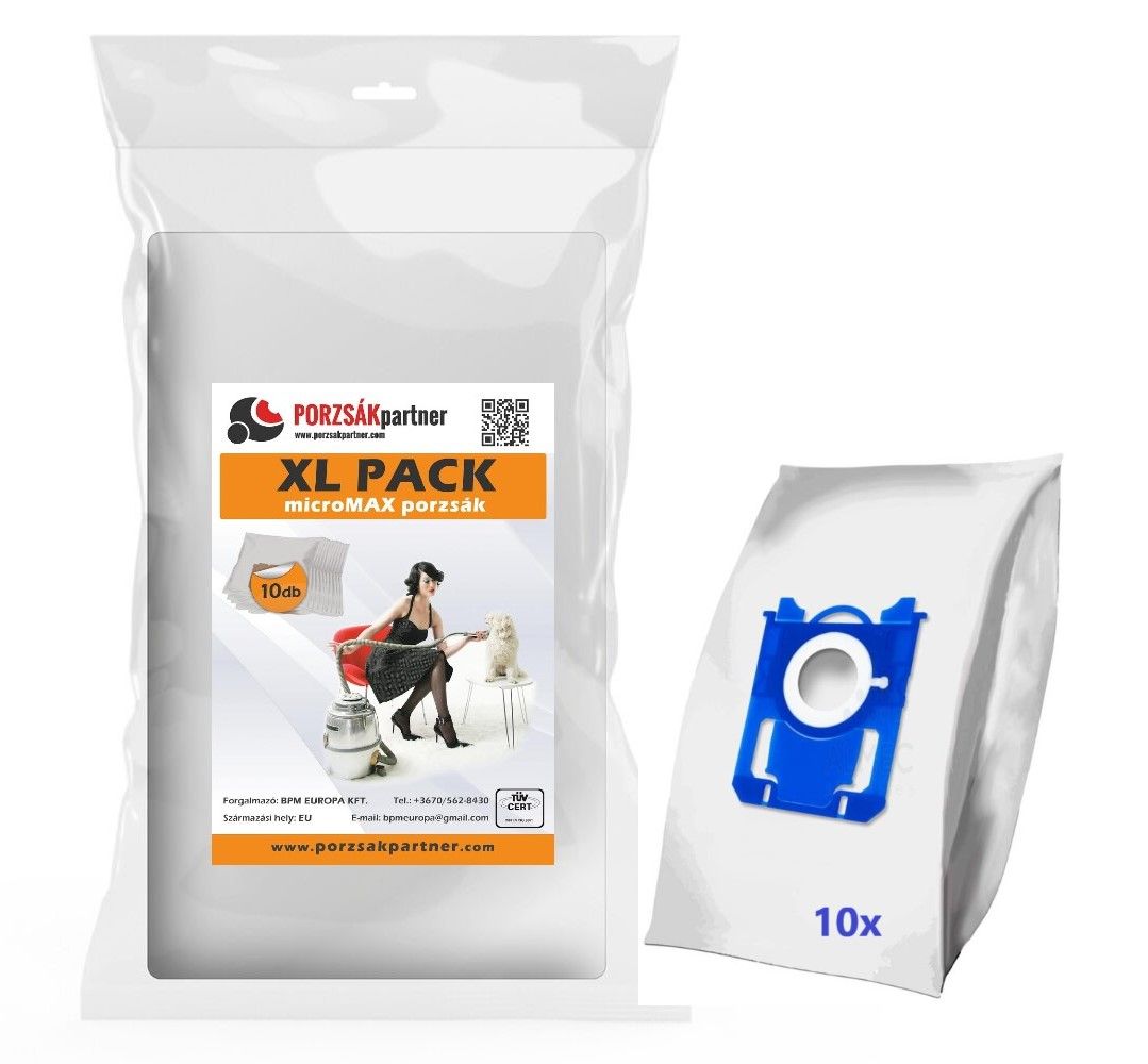 Electrolux / Philips S-Bag Kompatibilis Prémium XL PACK Mikroszálas Porzsák Diszkont Ár 10 Db/Csomag